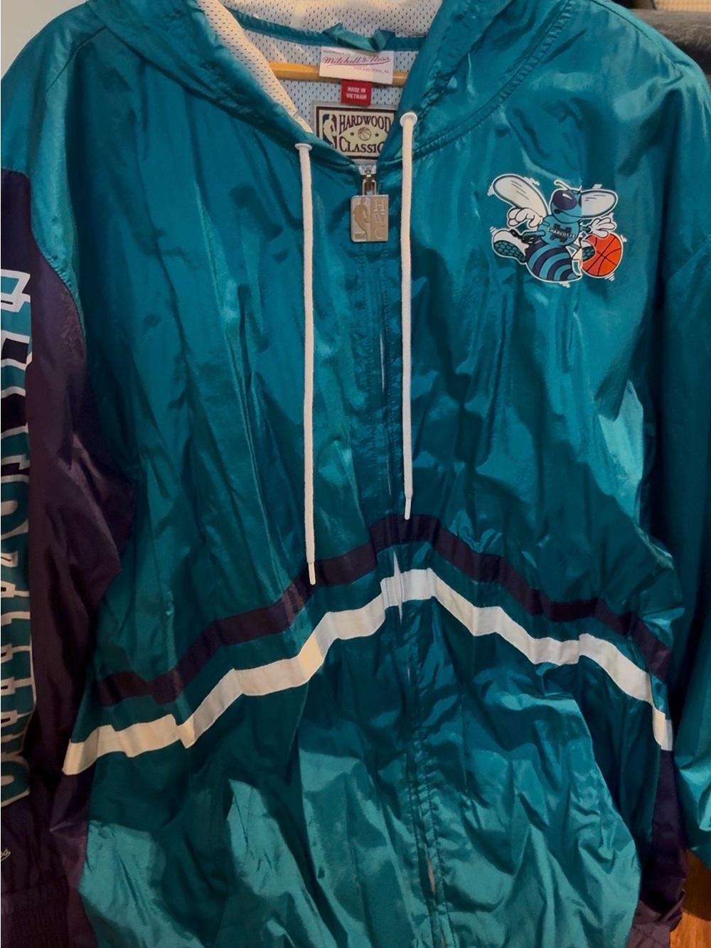 Mitchell & Ness Teal and Purple Hornets Windbreaker Jacket